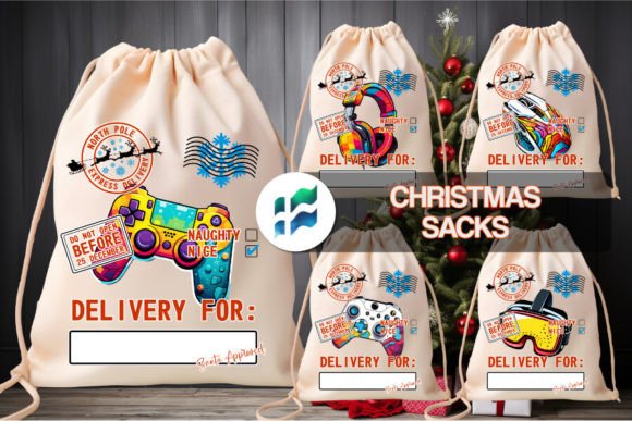 Gaming Santa Sack Sublimation PNG