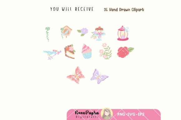 Garden Bookish Clipart Set, Pastel Books - Image 3