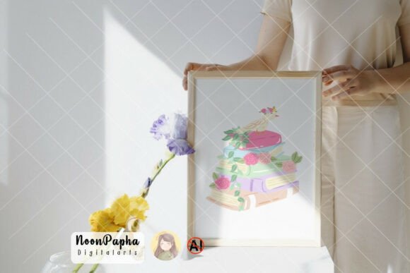 Garden Bookish Clipart Set, Pastel Books - Image 8