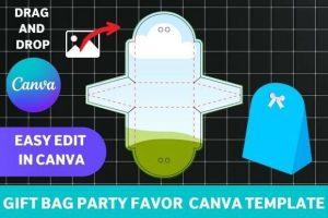 Gift Bag Party Favor Box Canva Template