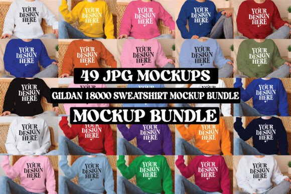 Gildan 18000 Sweatshirt Mockup Bundle