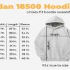 Gildan 18500 Size Chart Unisex Hoodie