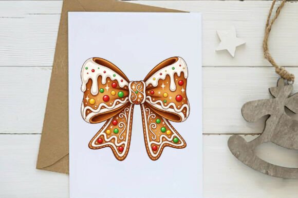 Alternative view of Gingerbread Coquette Bow Christmas PNG