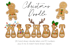 Gingerbread Christmas Doodle Alphabet