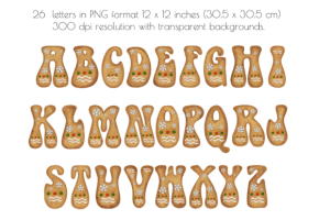 Alternative view of Gingerbread Christmas Doodle Alphabet