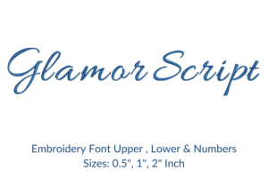 Glamor Script Fonts Embroidery Design