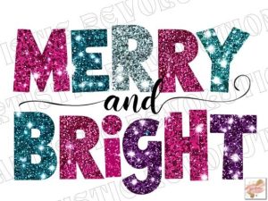 Glitter Christmas PNG Merry and Bright