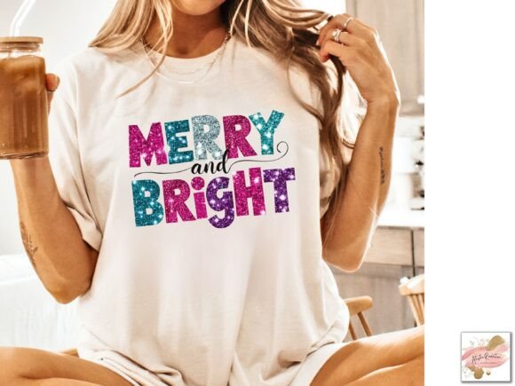 Glitter Christmas PNG Merry and Bright - Image 2