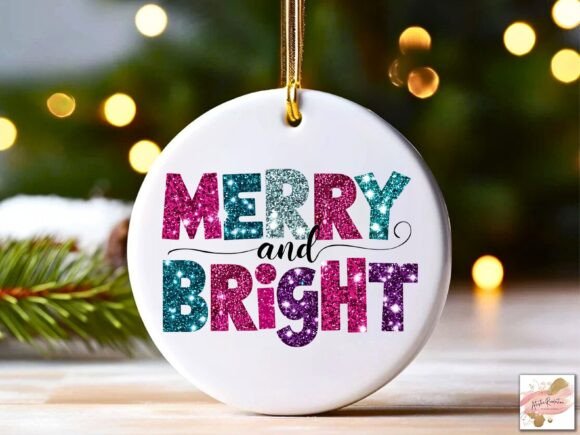 Glitter Christmas PNG Merry and Bright - Image 3