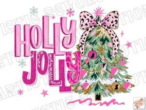 Glitter Holly Jolly Christmas Tree Png