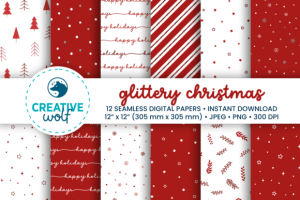 Glittery Christmas Digital Paper Pack