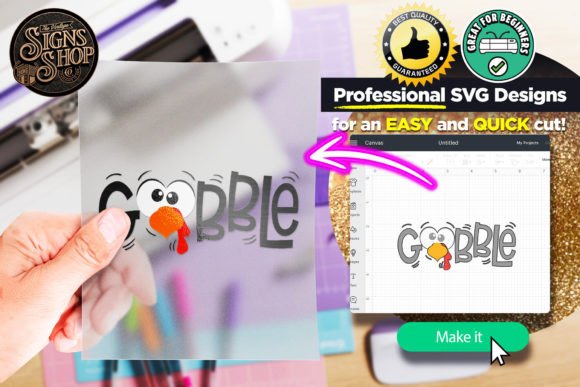 Gobble | Thanksgiving SVG Door Sign - Image 2