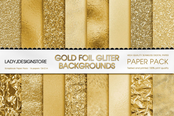 Gold Foil Glitter Digital Paper
