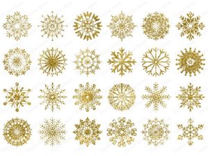 Alternative view of Gold Snowflake Clipart - Winter Holidays