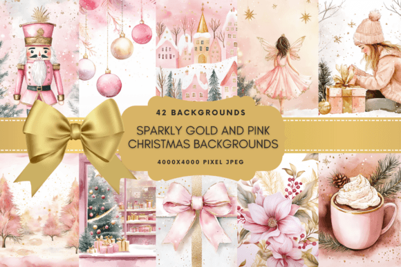 Gold and Pink Christmas Backgrounds