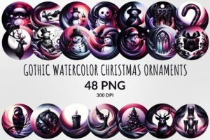 Gothic Christmas Ornaments Sublimation