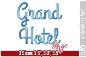 Grand Hotel Embroidery Font - Large