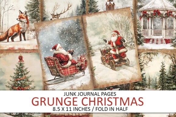 Grunge Christmas Junk Journal Papers