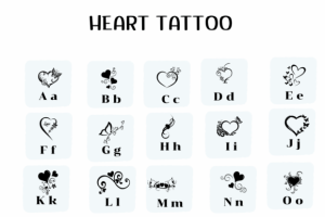 Alternative view of Heart Tattoo Font