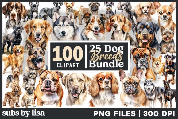 HUGE Dog Breed PNG Clipart Bundle