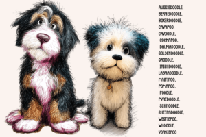 Alternative view of Hairy Doodle Dogs Illustrations