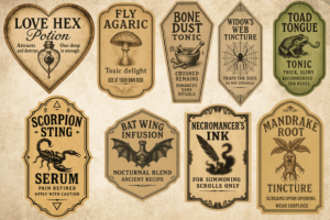 Alternative view of Halloween Apothecary Labels Clipart PNG