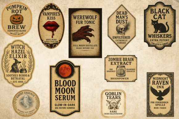 Halloween Apothecary Labels Clipart PNG - Image 3