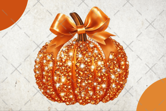 Halloween Disco Glitter Pumpkin PNG