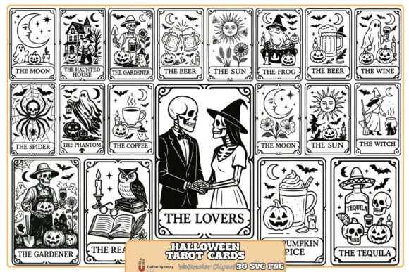 Halloween Tarot Cards SVG PNG Bundle