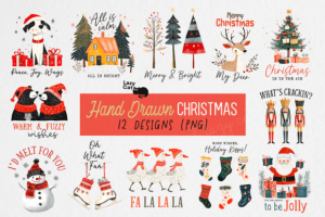 Hand Drawn Christmas PNG Bundle
