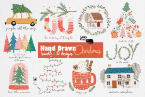 Hand Drawn Christmas PNG Bundle