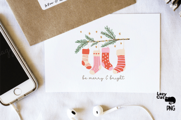 Hand Drawn Christmas Socks PNG - Image 3