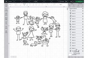 Alternative view of Hand Drawn Happy Big Family SVG Clipart