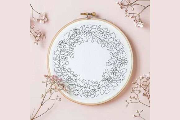 Hand Embroidery Floral Wedding Wreath - Image 4