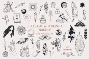 Hand Drawn Celestial Witchcraft Bundle