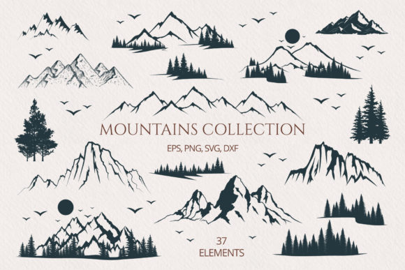 Hand Drawn Mountains & Forest Collection