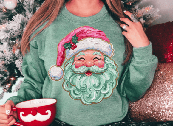 Hand-painted Retro Santa Christmas Png - Image 6