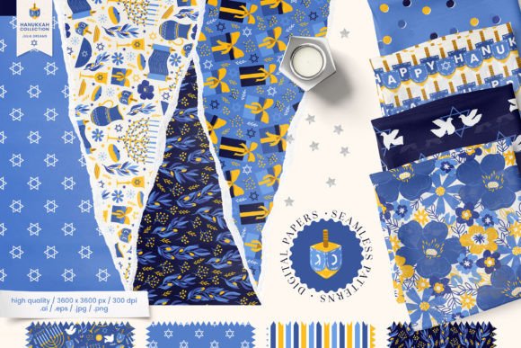 Hanukkah Digital Papers Seamless Pattern - Image 2