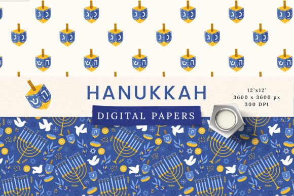 Hanukkah Digital Papers Seamless Pattern - Image 3