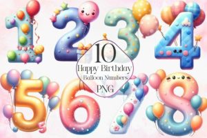 Happy Birthday Balloon Numbers Bundle