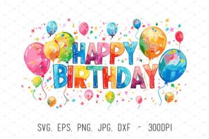 Happy Birthday Banner Watercolor Clipart