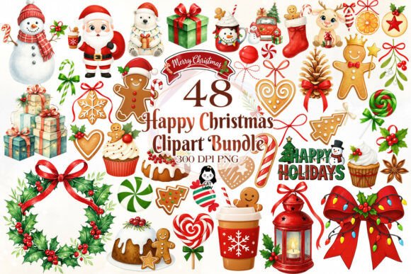 Happy Holidays Christmas Clipart Bundle