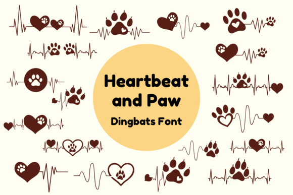 Heartbeat and Paw Font