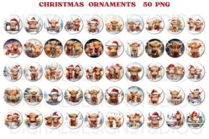 Alternative view of Highland Cow Christmas Ornaments Designs