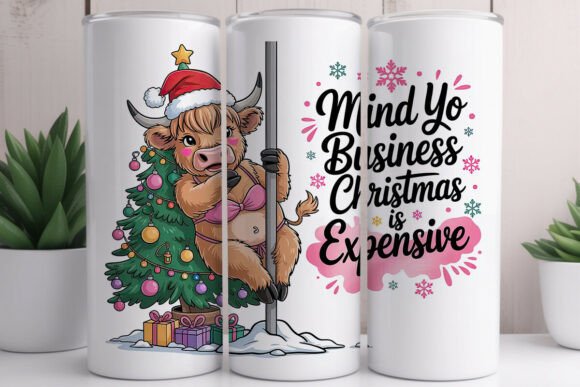 Alternative view of Highland Cow Christmas Tumbler Wrap