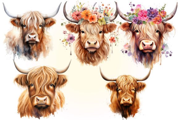 Highland Cow PNG, Watercolor Highland - Image 6