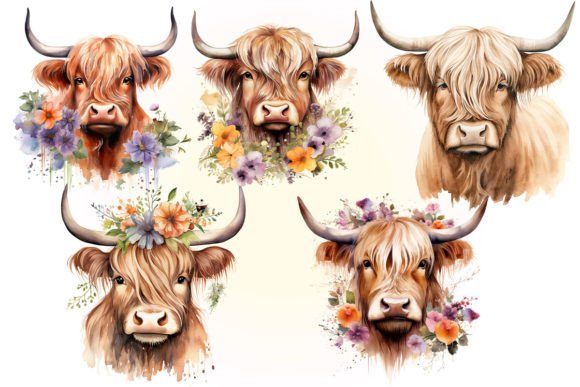 Highland Cow PNG, Watercolor Highland - Image 8