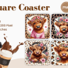 Highland Cow Square Coasters Sublimation