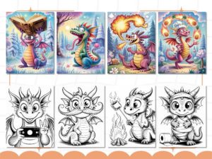 Alternative view of Hilarious Dragon Adult Coloring Pages