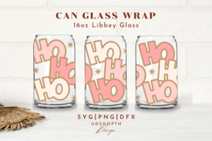 Alternative view of HoHoHo Can Glass Svg, Pink Christmas Svg